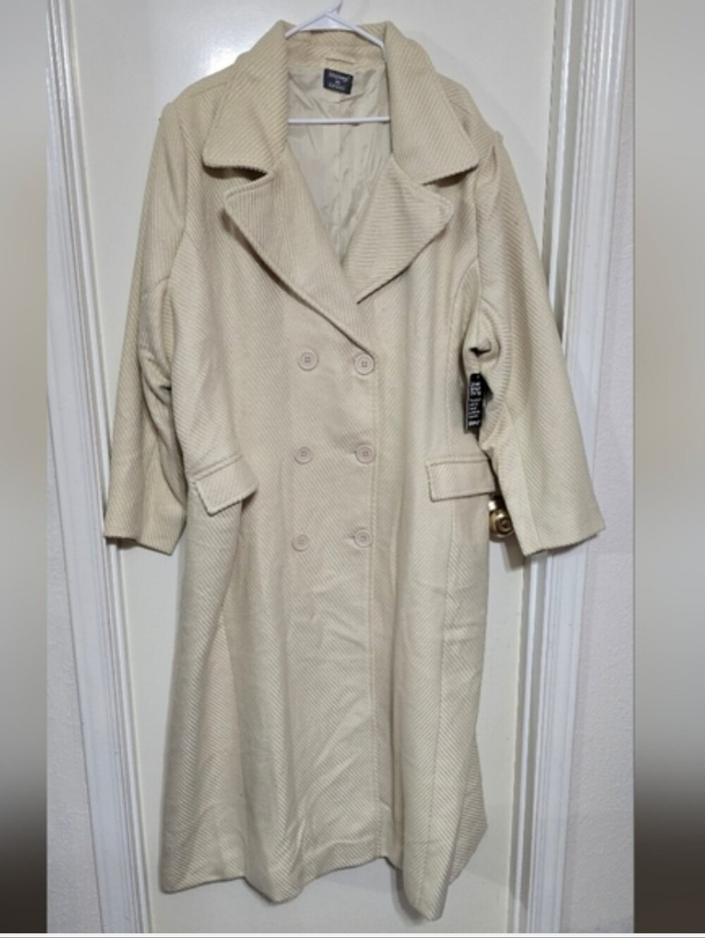 Classic Women's Cream Double-Breasted Trench Coat